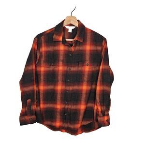 Old Navy Boyfriend Flannel Shirt Taylor Swift Evermore Small Swiftie Orange